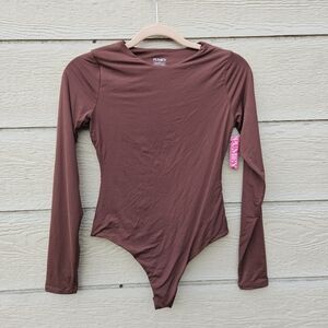 NWT Pumiey long sleeve crewneck bodysuit brown size medium